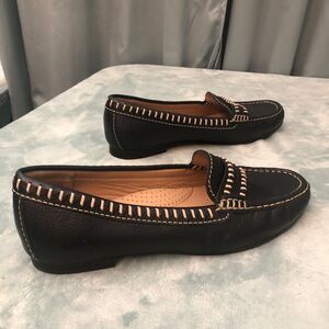 Driver Club USA‎ Womens Moccasin Size 10 Loafers Black /Tan stiching